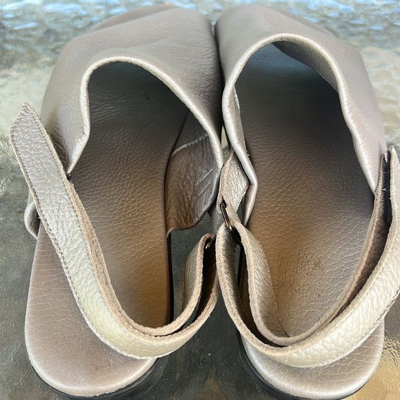 Arche France Gray Leather Peep Toe Slingback Sandals 40 US 9 Comfort Minimalist - Picture 8 of 10